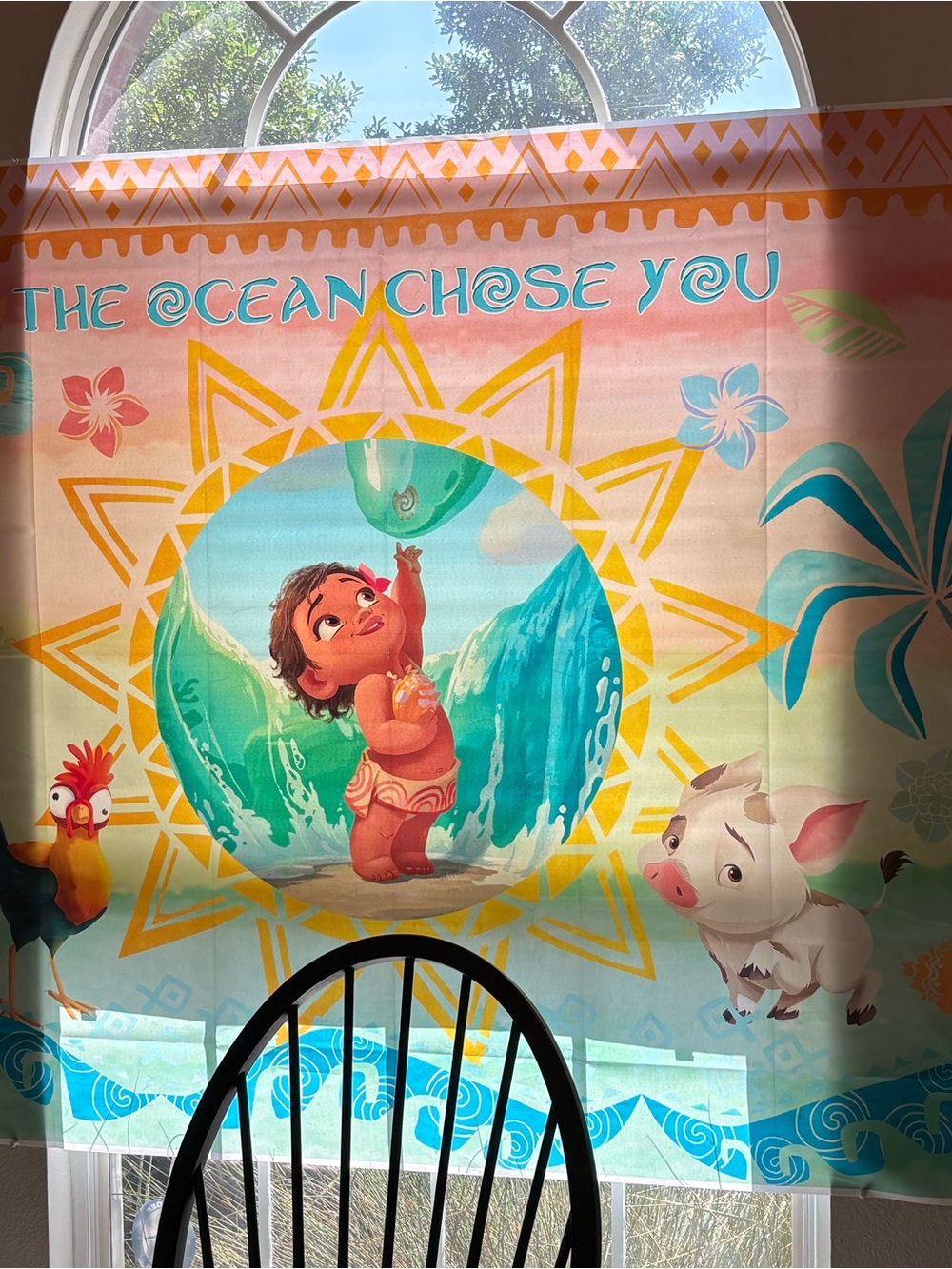 Moana-Themed Party Backdrop - Pink & Aqua